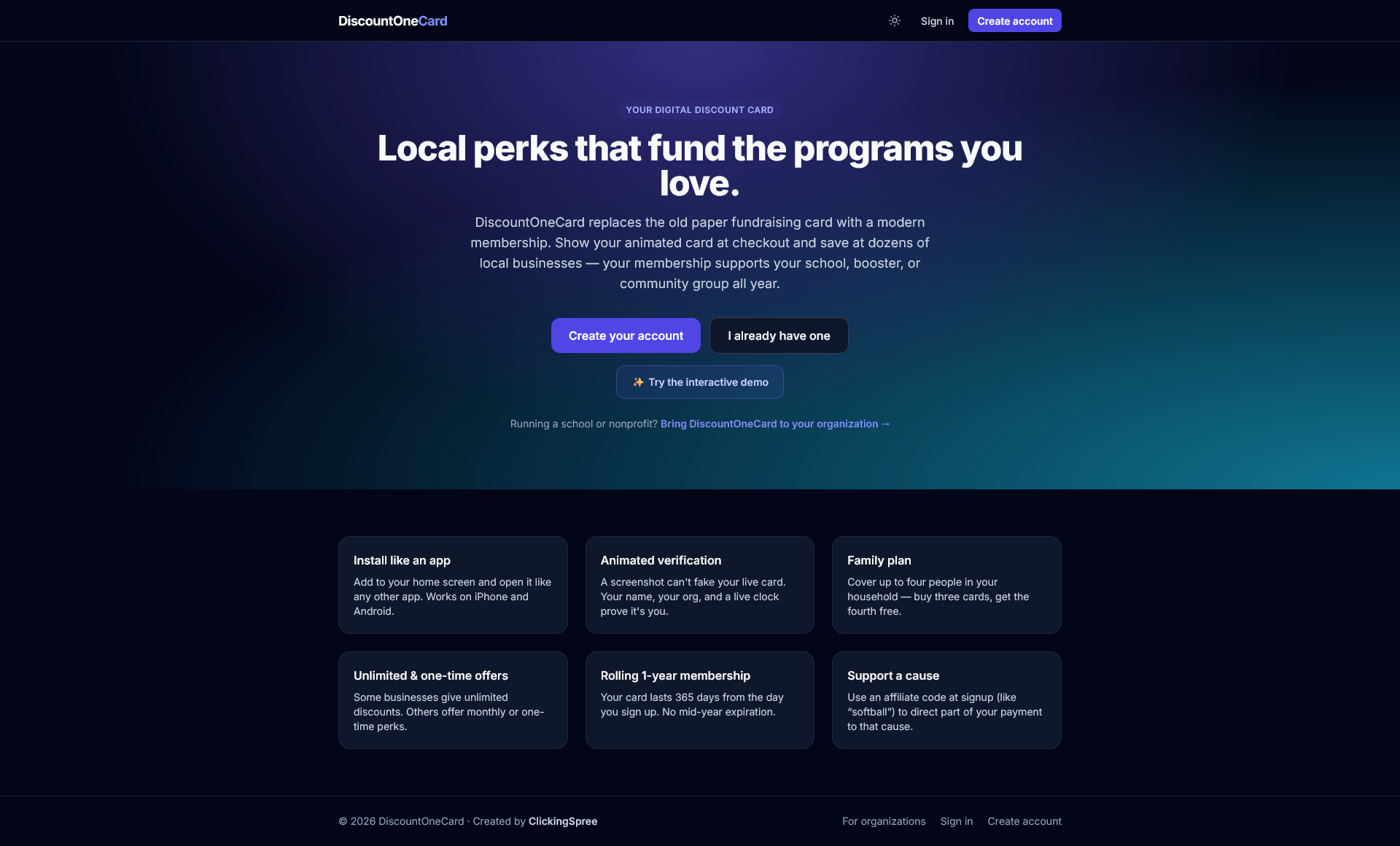 DiscountOneCard marketing view