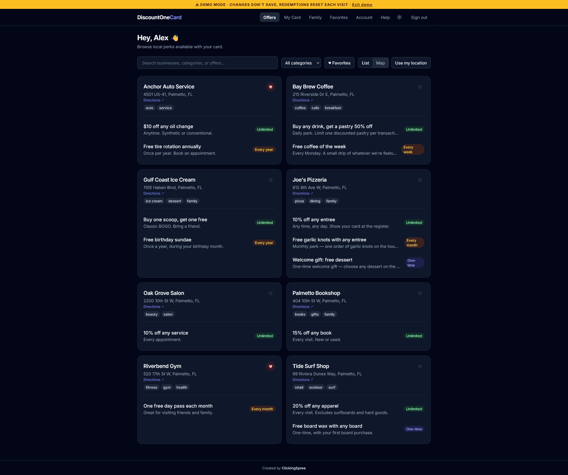 DiscountOneCard member dashboard
