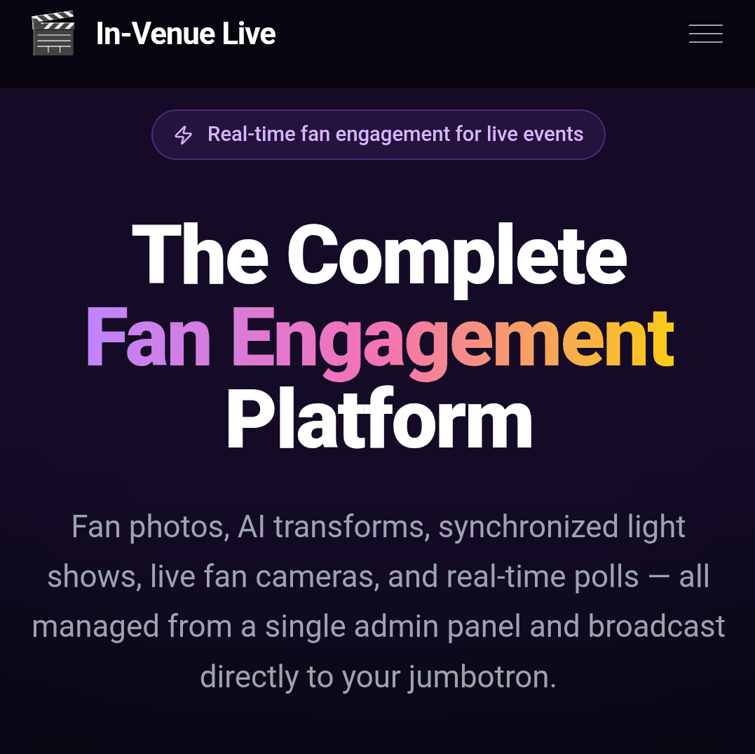 In-Venue Live fan engagement platform
